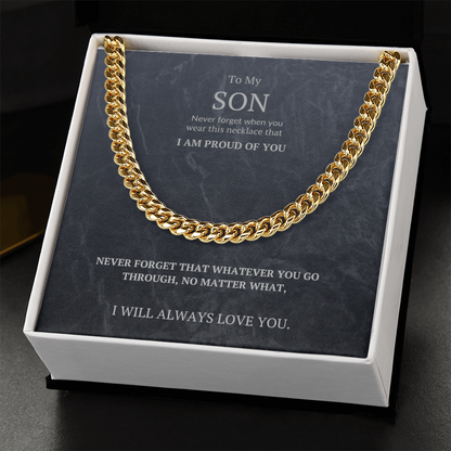 Cuban Link Chain Massage card. To my Son