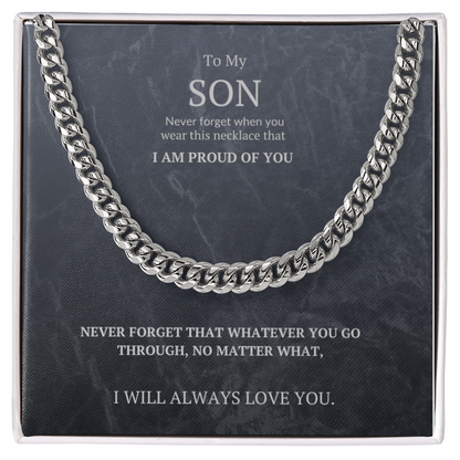 Cuban Link Chain Massage card. To my Son