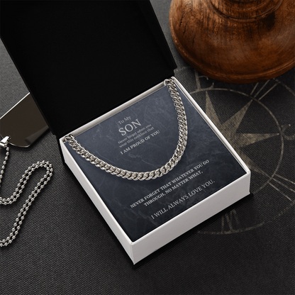 Cuban Link Chain Massage card. To my Son