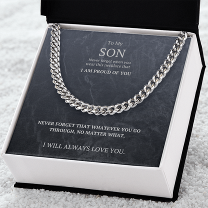 Cuban Link Chain Massage card. To my Son