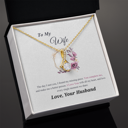 To my Wife massage card necklace