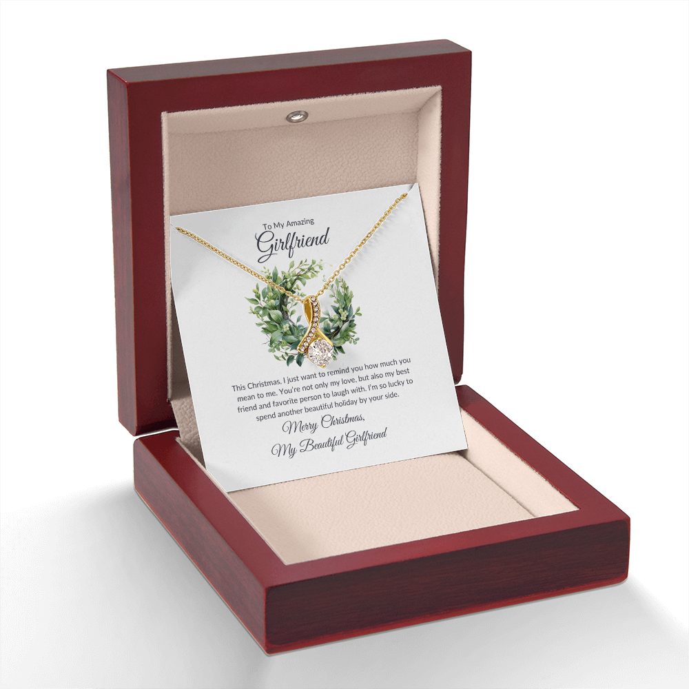 Christmas Gift for Girlfriend – Merry Christmas Love Knot Necklace