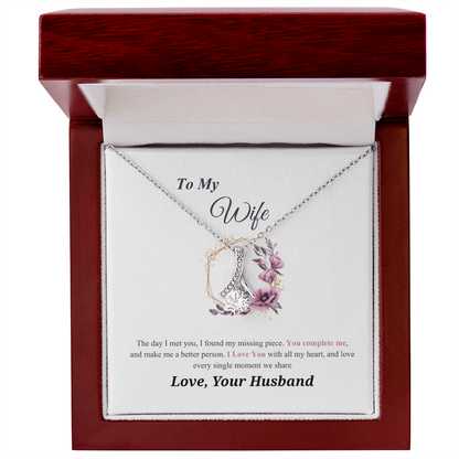 To my Wife massage card necklace