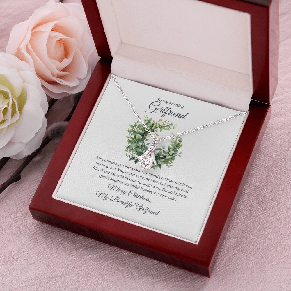 Christmas Gift for Girlfriend – Merry Christmas Love Knot Necklace