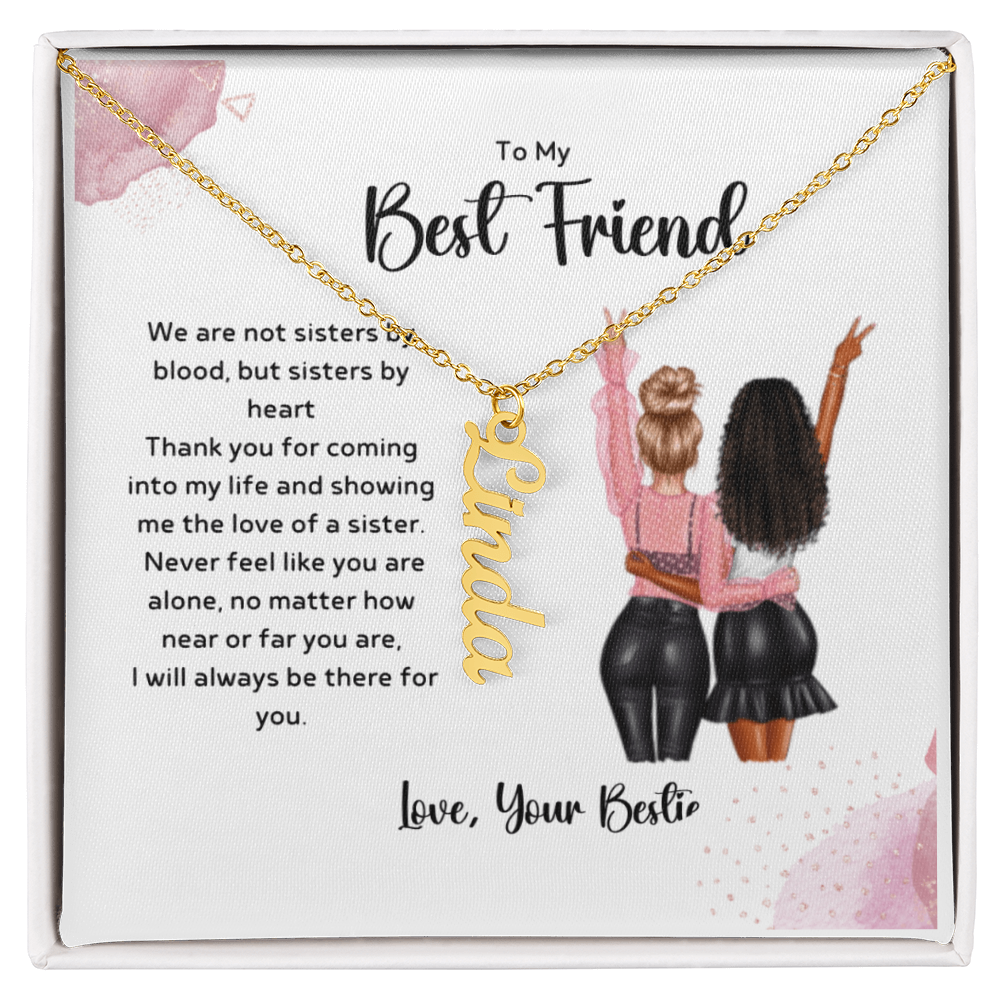 To my Bestie Massage Card and Costumize Verticale Name Necklace