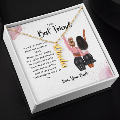 To my Bestie Massage Card and Costumize Verticale Name Necklace