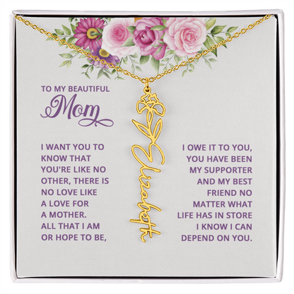To my mom Flowername Necklace