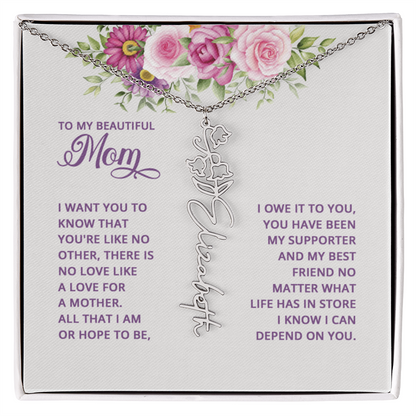 To my mom Flowername Necklace