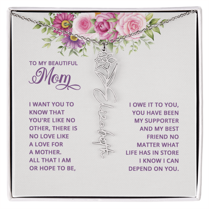 To my mom Flowername Necklace