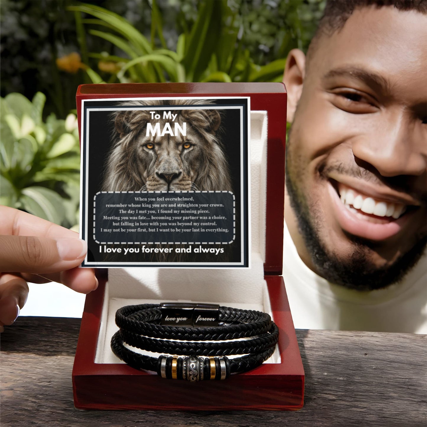 To my Man - Message card Bracelet