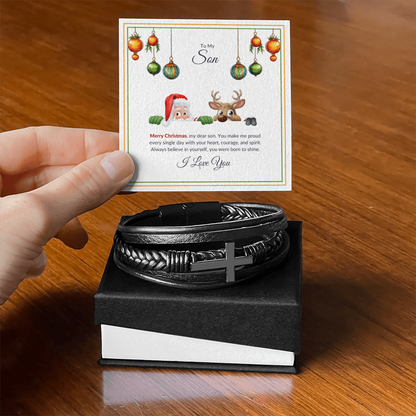 To My Son – Merry Christmas Cross Bracelet