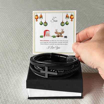 To My Son – Merry Christmas Cross Bracelet