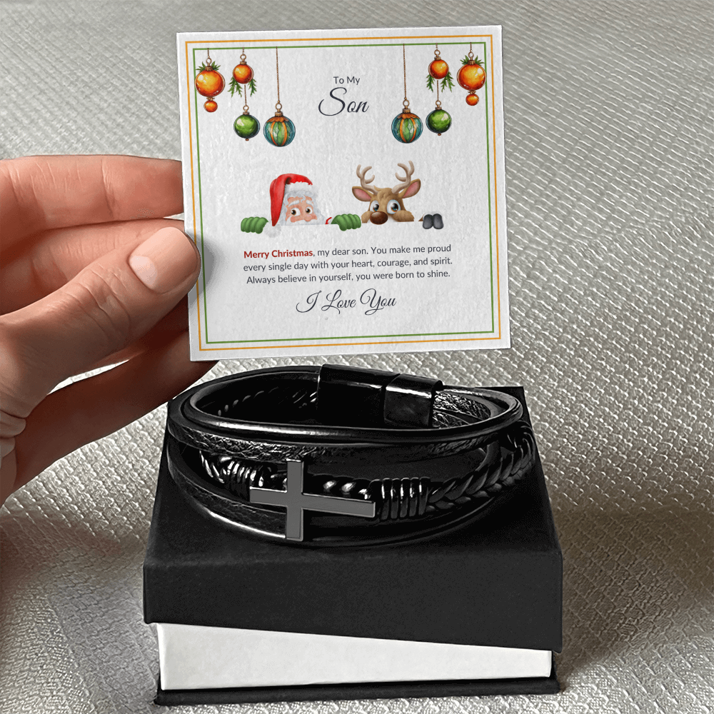 To My Son – Merry Christmas Cross Bracelet