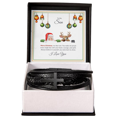 To My Son – Merry Christmas Cross Bracelet