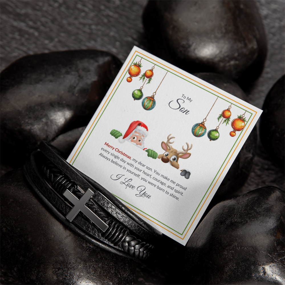 To My Son – Merry Christmas Cross Bracelet