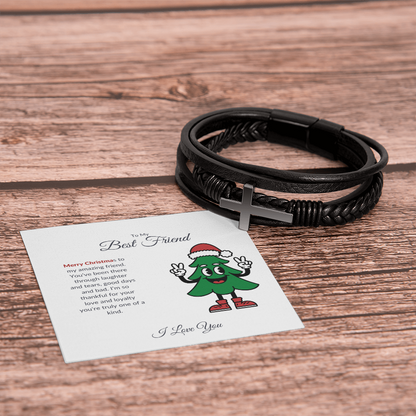 To My Best Friend – Merry Christmas Cross Bracelet