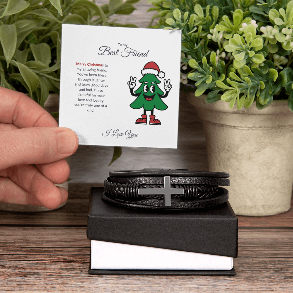 To My Best Friend – Merry Christmas Cross Bracelet