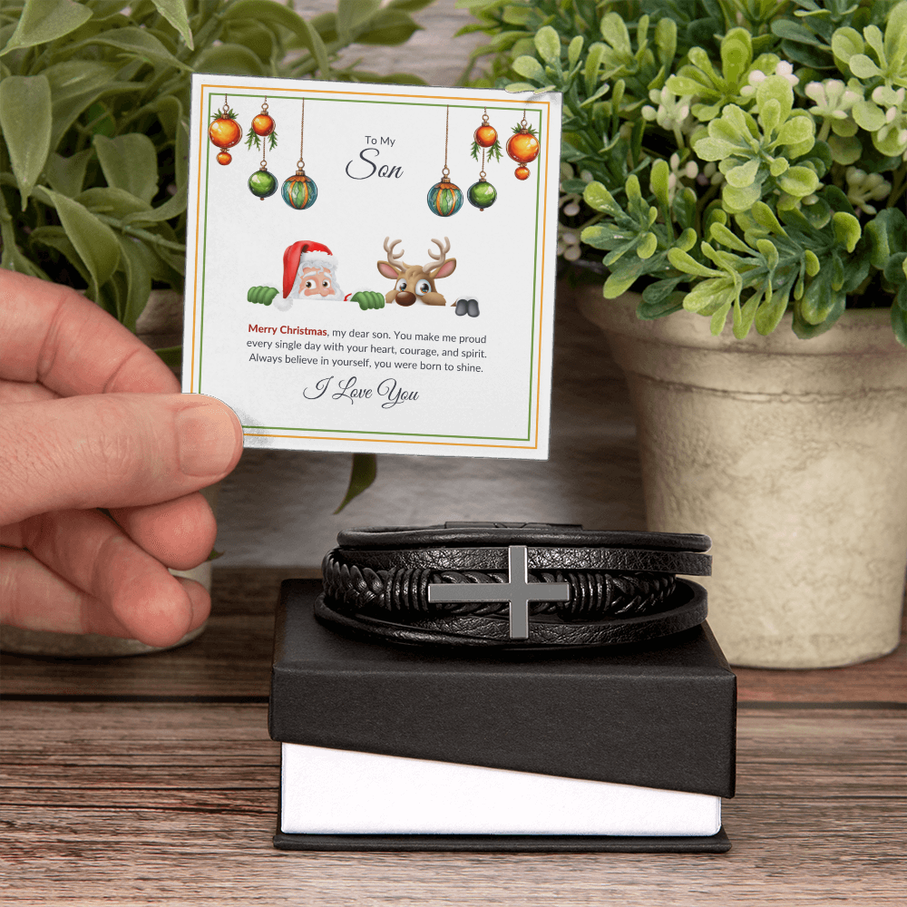 To My Son – Merry Christmas Cross Bracelet