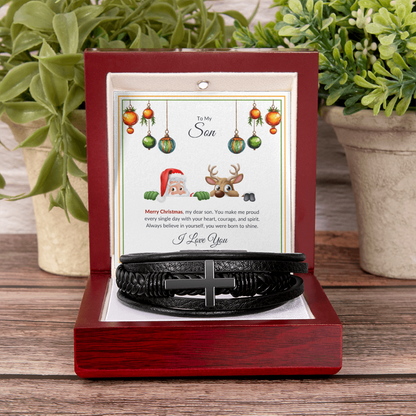 To My Son – Merry Christmas Cross Bracelet