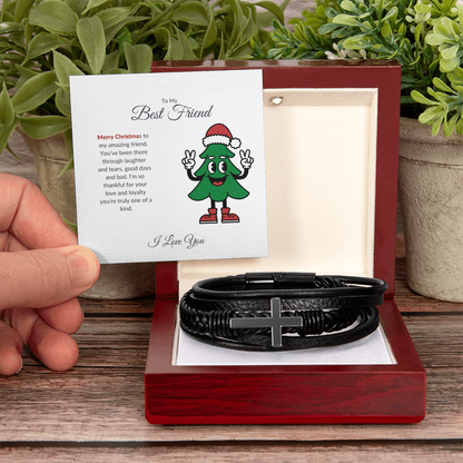 To My Best Friend – Merry Christmas Cross Bracelet