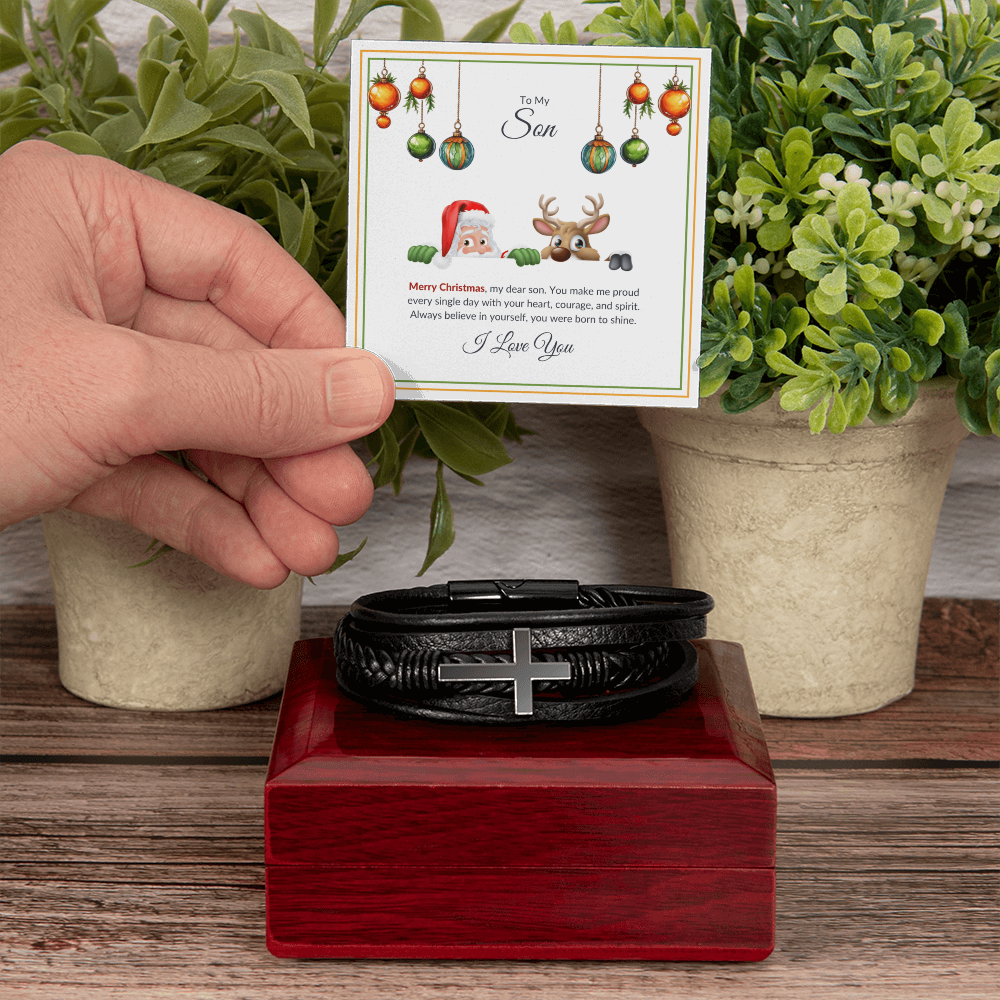 To My Son – Merry Christmas Cross Bracelet