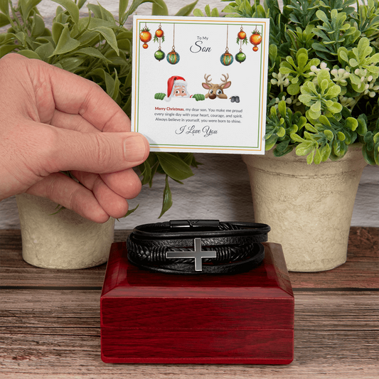 To My Son – Merry Christmas Cross Bracelet