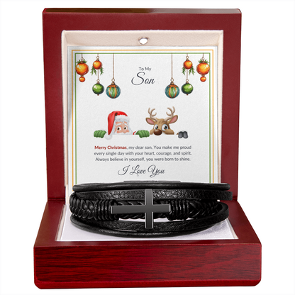 To My Son – Merry Christmas Cross Bracelet