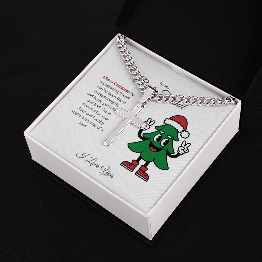 To My Best Friend – Merry Christmas Cross Necklace | A Gift of Faith and Friendship