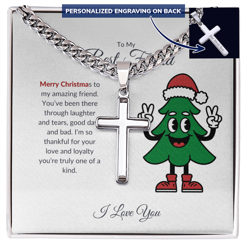 To My Best Friend – Merry Christmas Cross Necklace | A Gift of Faith and Friendship