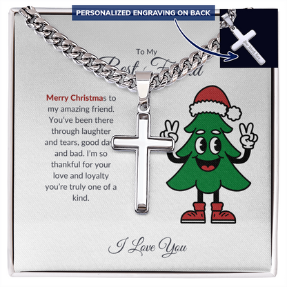 To My Best Friend – Merry Christmas Cross Necklace | A Gift of Faith and Friendship