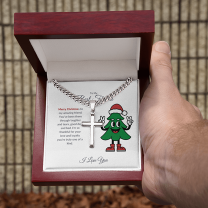 To My Best Friend – Merry Christmas Cross Necklace | A Gift of Faith and Friendship