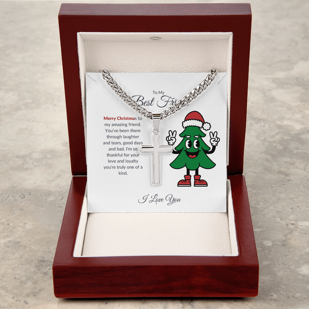 To My Best Friend – Merry Christmas Cross Necklace | A Gift of Faith and Friendship