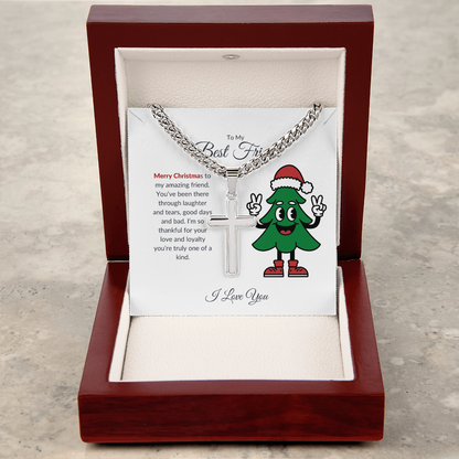 To My Best Friend – Merry Christmas Cross Necklace | A Gift of Faith and Friendship