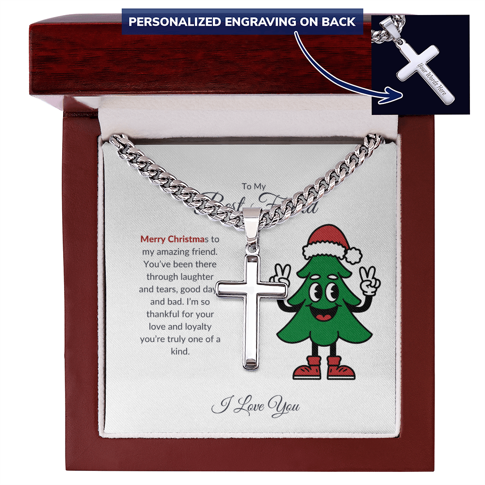 To My Best Friend – Merry Christmas Cross Necklace | A Gift of Faith and Friendship