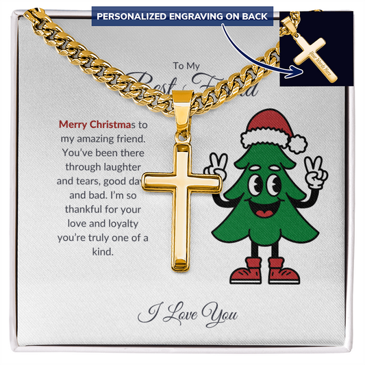 To My Best Friend – Merry Christmas Cross Necklace | A Gift of Faith and Friendship