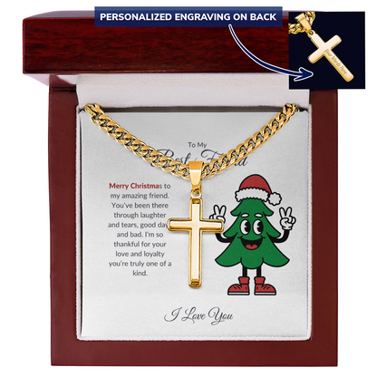 To My Best Friend – Merry Christmas Cross Necklace | A Gift of Faith and Friendship