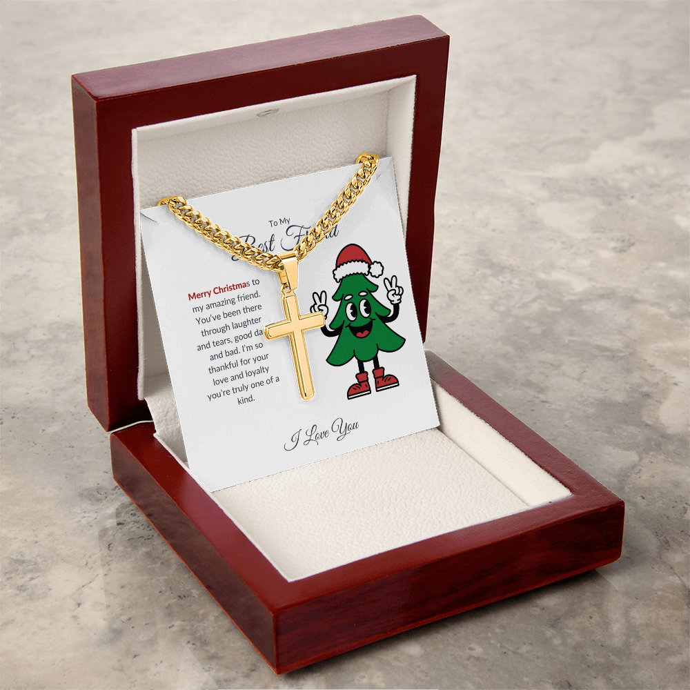 To My Best Friend – Merry Christmas Cross Necklace | A Gift of Faith and Friendship