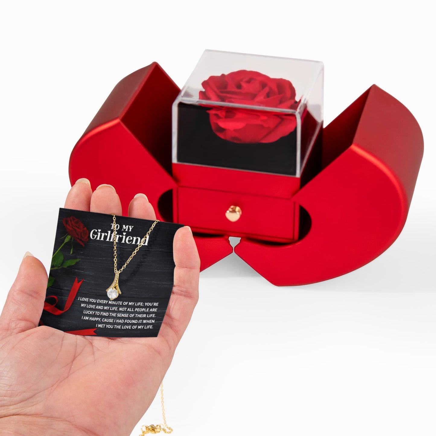 To My Girlfriend - Necklace and Heart Box gift set