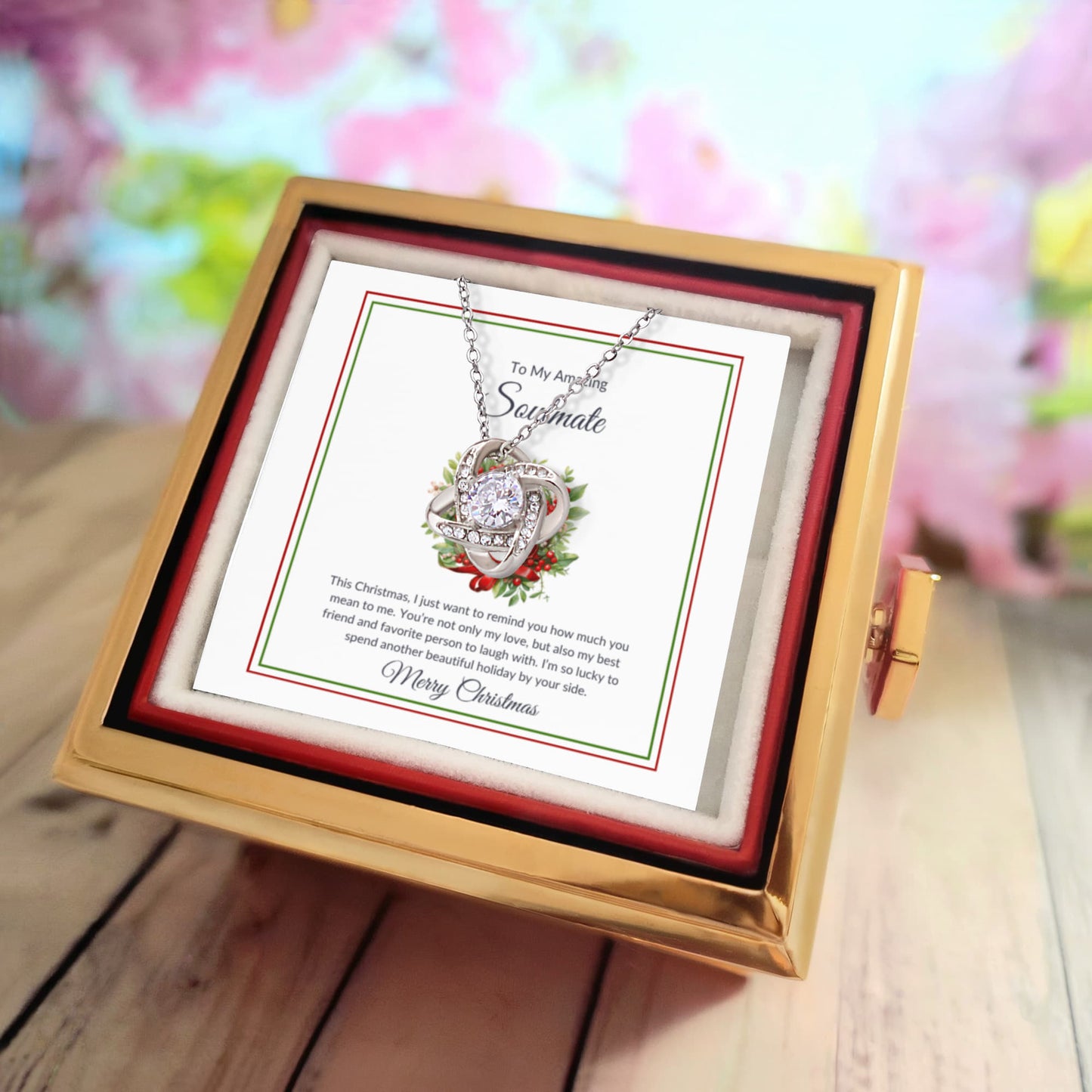 Christmas Gift for Her - Rose Gift Box with Necklace