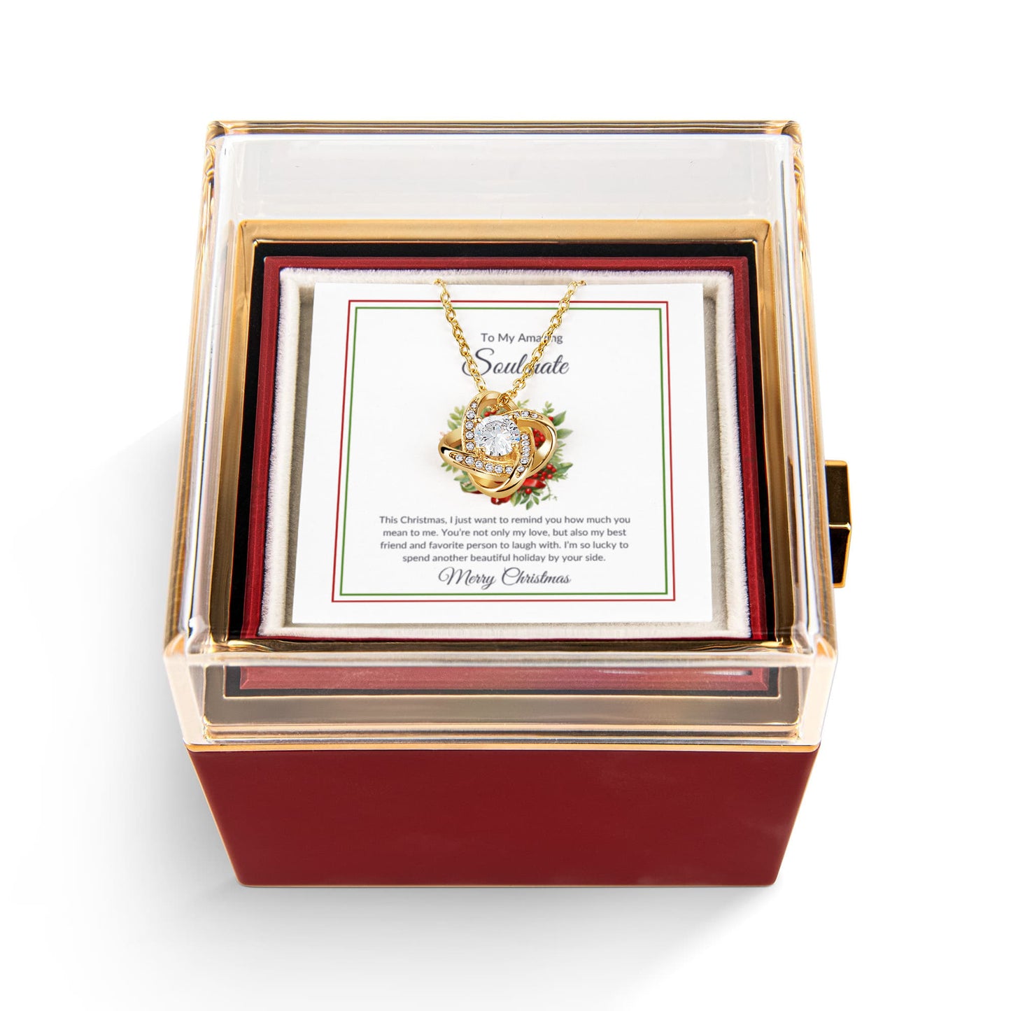 Christmas Gift for Her - Rose Gift Box with Necklace