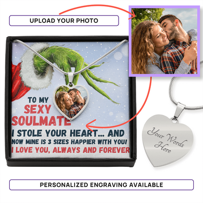 Personalized Heart Necklace with Photo & Message Card – Gift for Him or Her