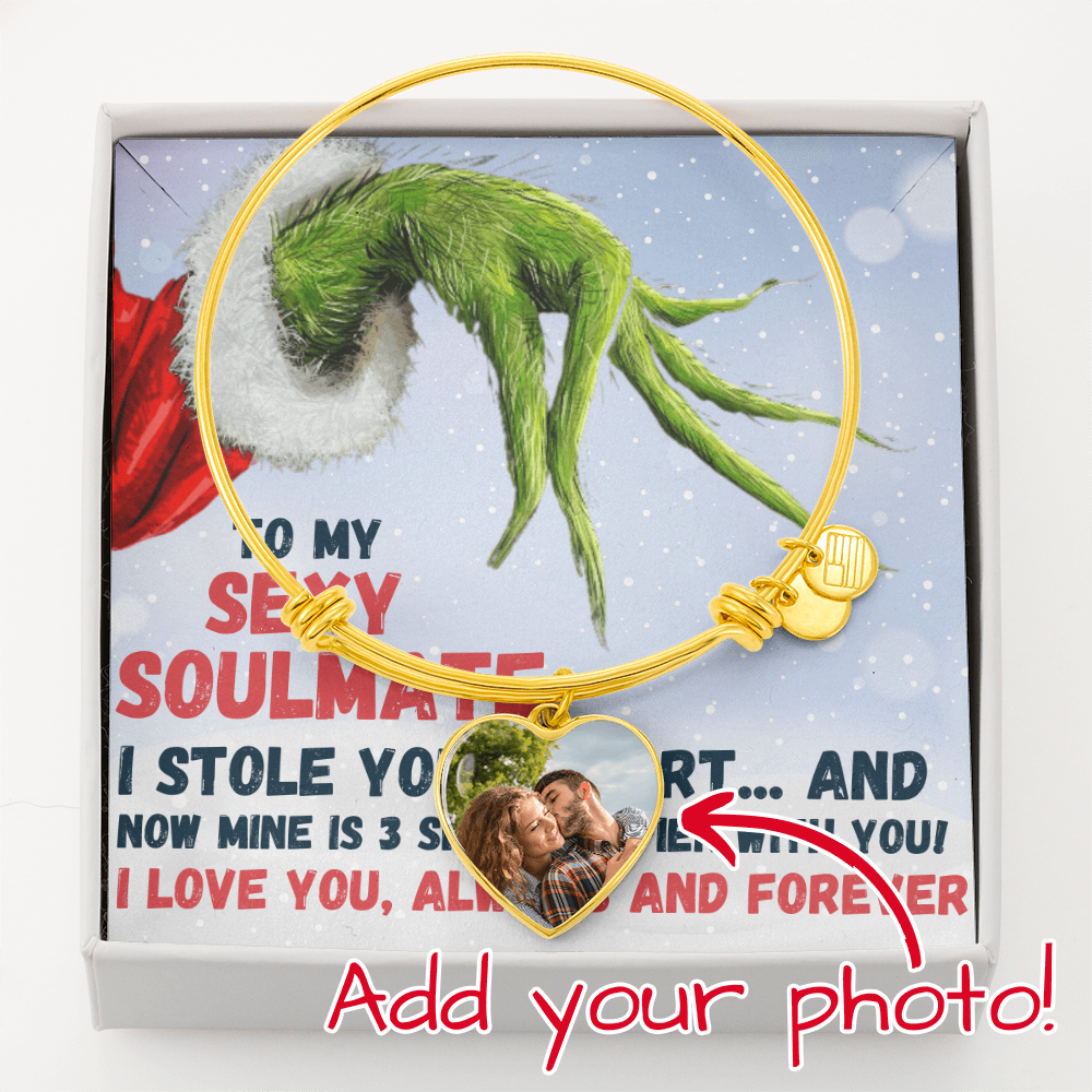 Custom Photo Bracelet Christmas Gift – Personalized Heart Bangle for Soulmate