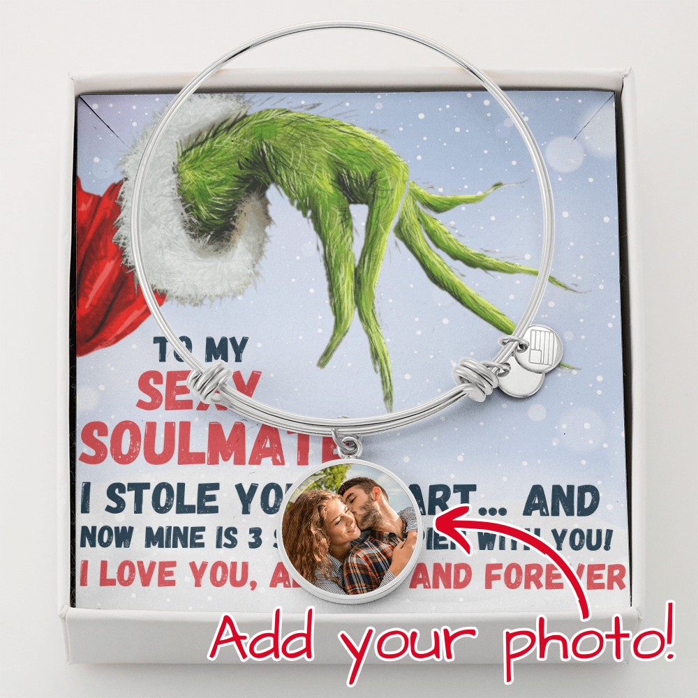 Custom Photo Bracelet Christmas Gift – Personalized Heart Bangle for Soulmate