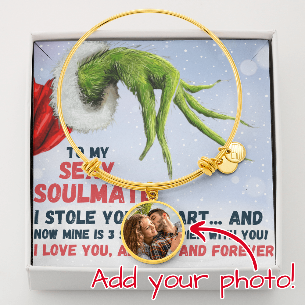 Custom Photo Bracelet Christmas Gift – Personalized Heart Bangle for Soulmate