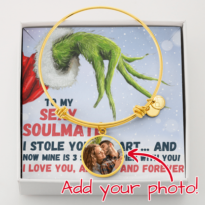 Custom Photo Bracelet Christmas Gift – Personalized Heart Bangle for Soulmate